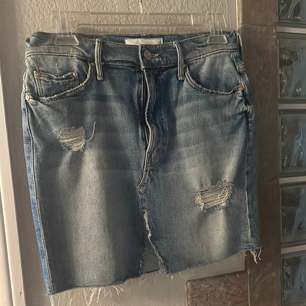 Distressed Denim Skirt